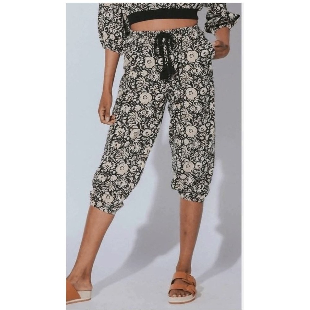 CLEOBELLA Benny Jogger Pants Organic Cotton Floral Feminine Lounge Weekend Sz  M